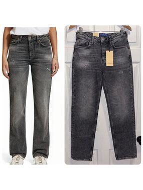 NWT Scotch & Soda The Sky High Rise Straight Jeans True North Faded Black 27 NEW